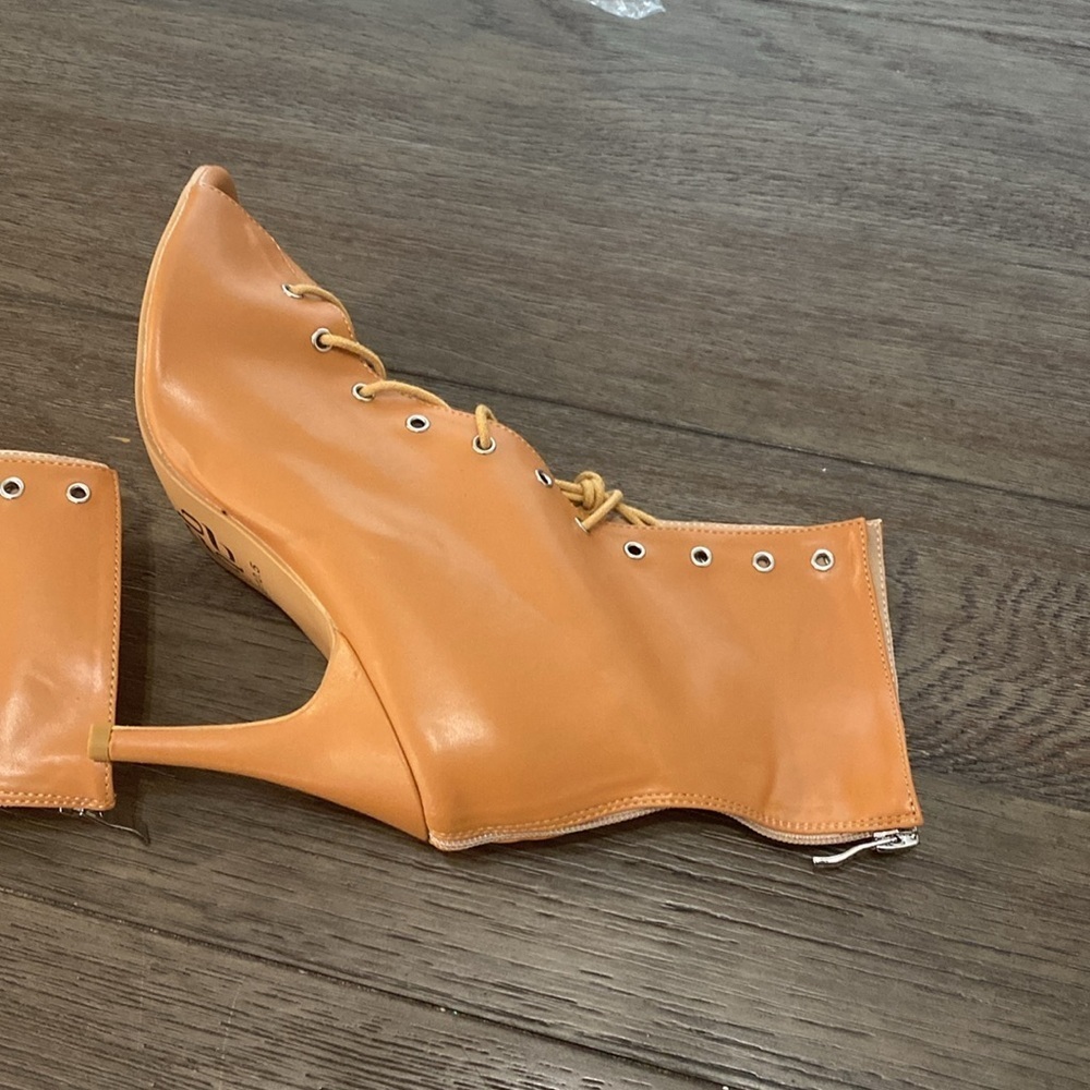 NWT BURJU Sofiya Nude Open Toe Lace Up Ankle Boots | Size 10.5 - Picture 9 of 9